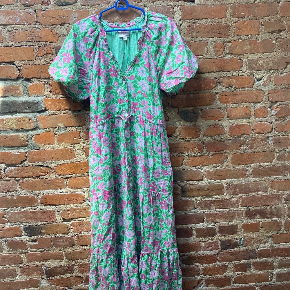 Banjanan Poppy Dress in Melodic Floral Patina